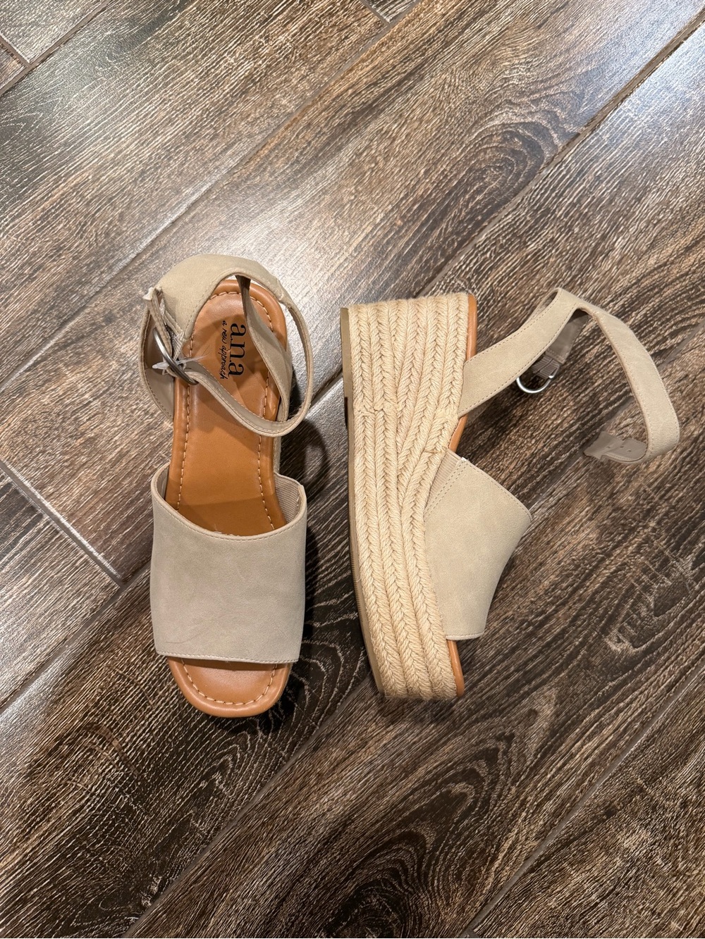 Beige Espadrille Platform Sandals with Ankle Strap a.n.a